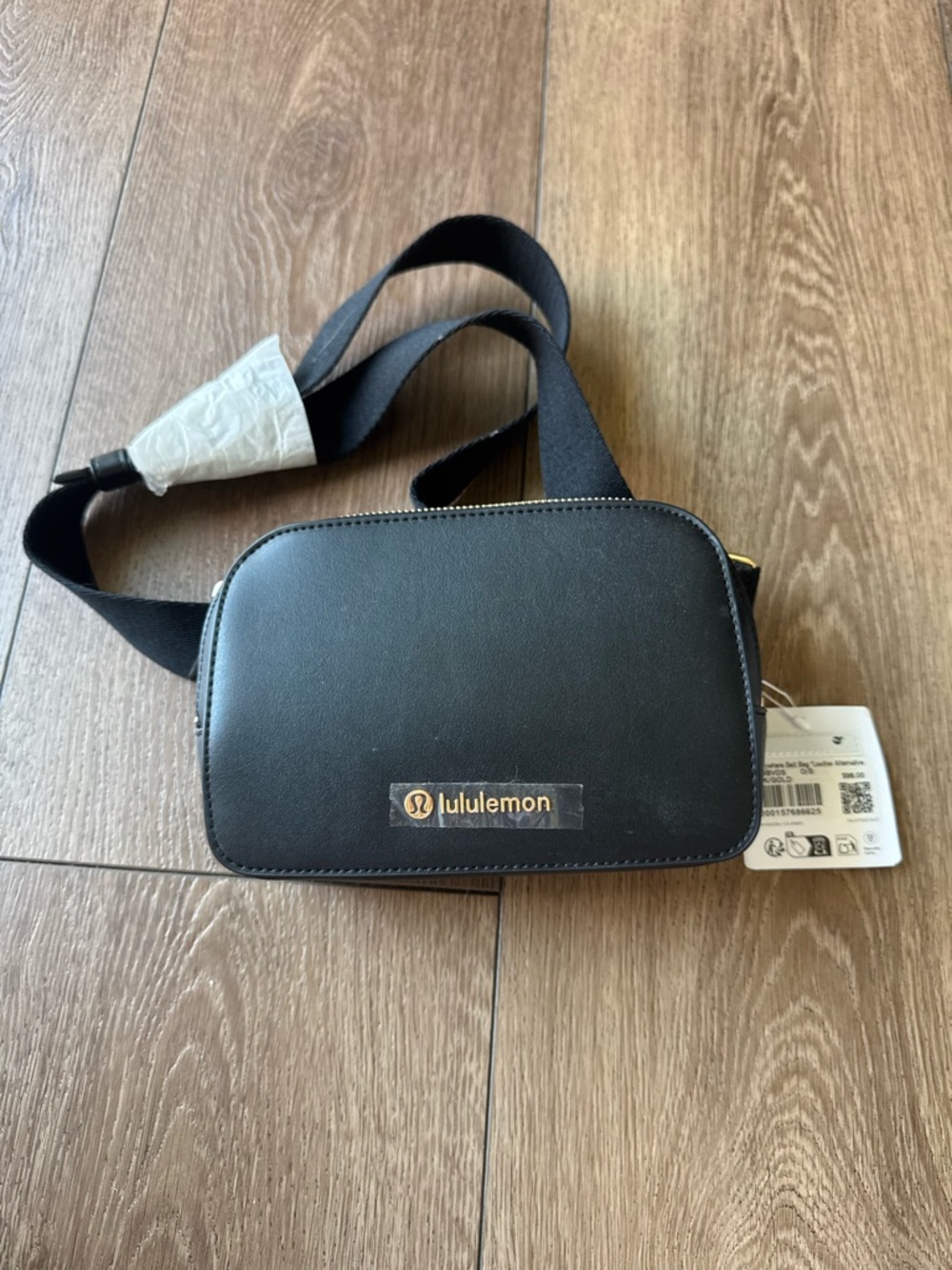 NWT lululemon athletica Black Everywhere Belt Bag with Gold Logo Accent